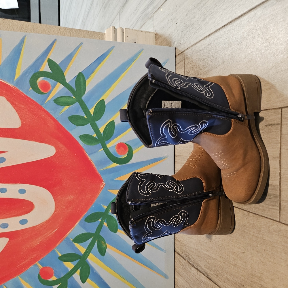Brown and Blue Western Boots